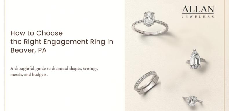 Engagement ring styles from Allan Jewelers featured in a guide to choosing the right ring in Beaver, PA.
